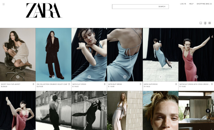 Top online shopping apps: ZARA homepage