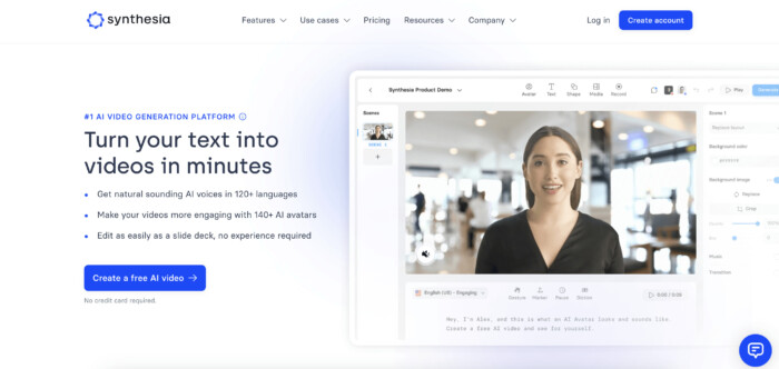 Synthesia Homepage Screenshot