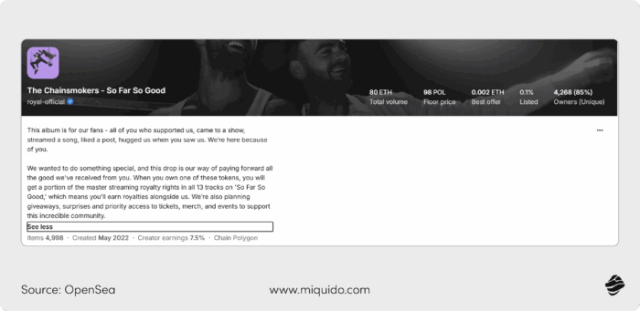 fintech and music industry NFT the chainsmokers opensea@4x