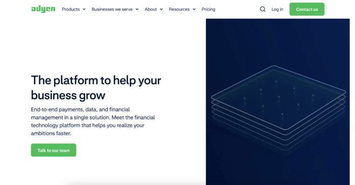 Adyen's website screenshot. 