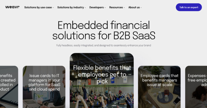 weavr's homepage screenshot.