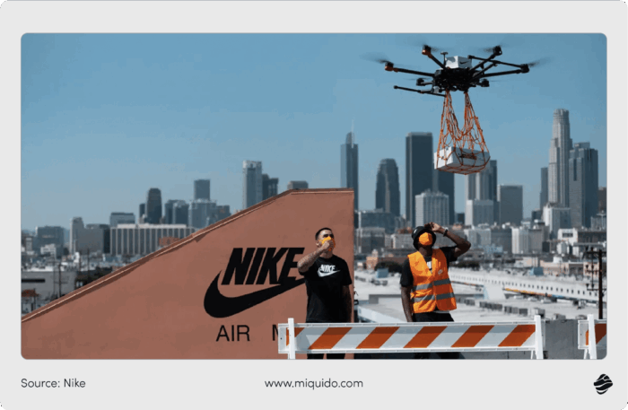 top 5 use cases for autonomous delivery in foodtech today nike drone drop air max ad