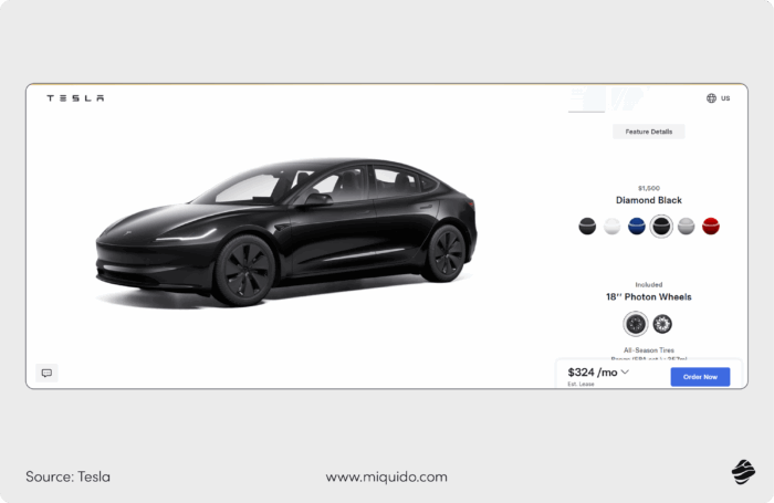 tesla@4x product configurator